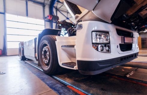 commercial vehicle being inspected